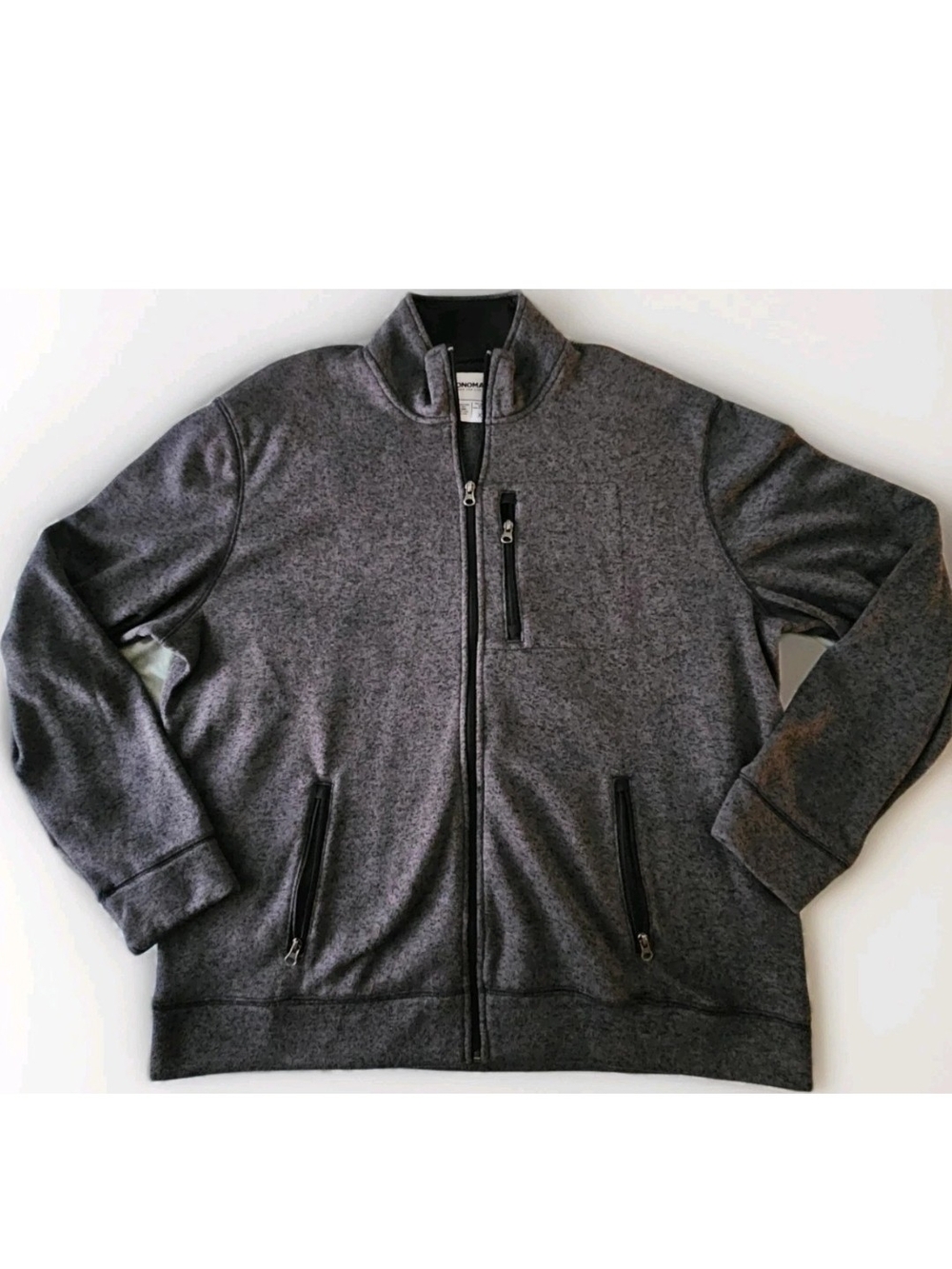Sonoma Men's Gray Full Zip Fleece Sweatshirt Mock Neck Pockets XXL